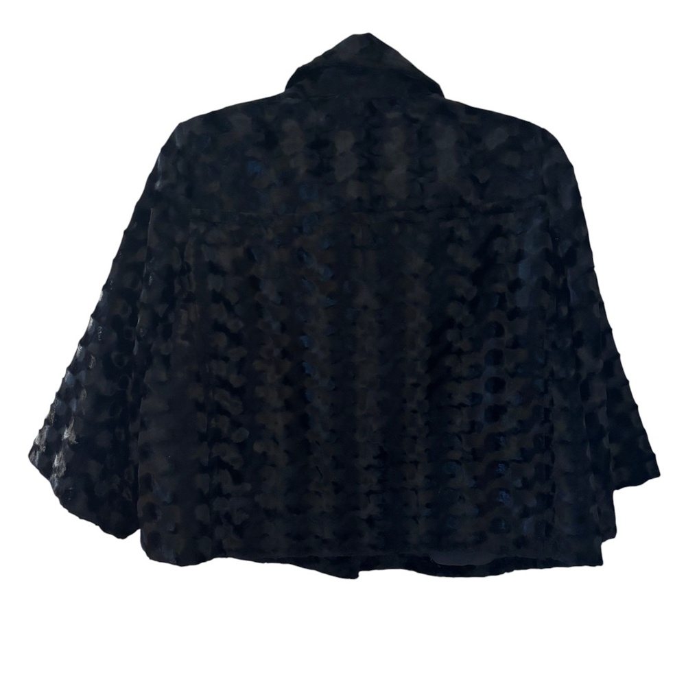 Anthracite Black Textured Faux Fur Cropped Jacket Size 6 - Picture 6 of 8